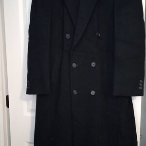Cashmere Blend Woven In Italy Black Double-Breasted Coat